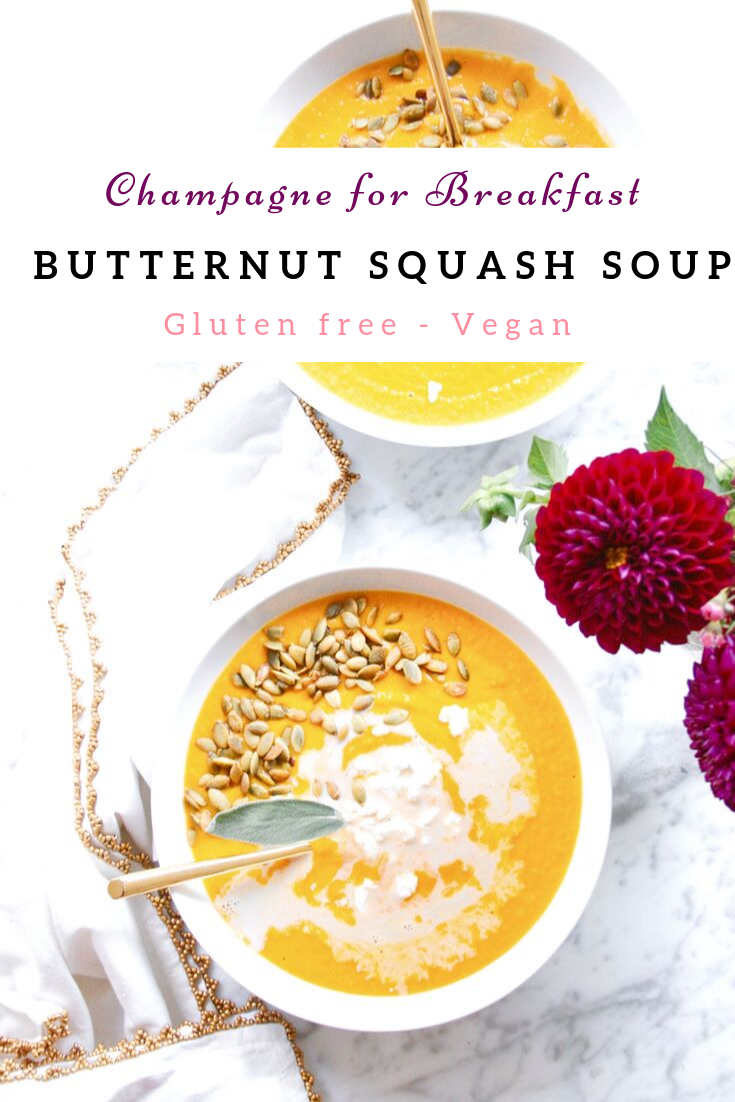 Butternut Squash Soup - GF, Vegan - Champagne for Breakfast
